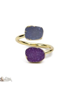 Bague dorée avec deux pierres en agate