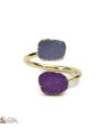 Bague dorée avec deux pierres en agate