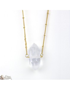 Collier en plaqué or avec pierre en quartz 2