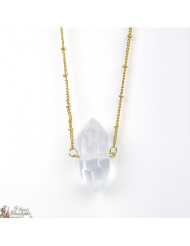 Collar chapado en oro con piedra de cuarzo