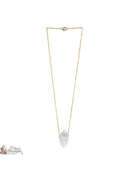 Collar chapado en oro con piedra de cuarzo