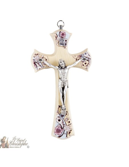 Kreuzblume Holz mit Christus - 20 cm