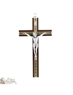 Brown Holzkreuz mit Christus mit vergoldetem Metall - 20 cm