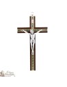 Cruz de madera marrón con Cristo con metal dorado -20 cm