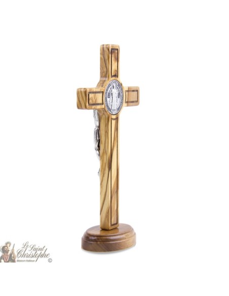 St. Benedict Kreuz aus Olivenholz - 20 cm - auf der Grundlage