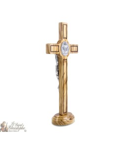 San Benedetto croce in legno d'ulivo - 30 cm - Based 2
