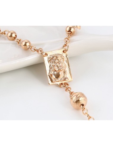 Chapelet en métal doré à l'or fin 24K - 55 cm