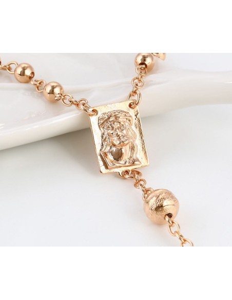 Chapelet en métal doré à l'or fin 24K - 55 cm