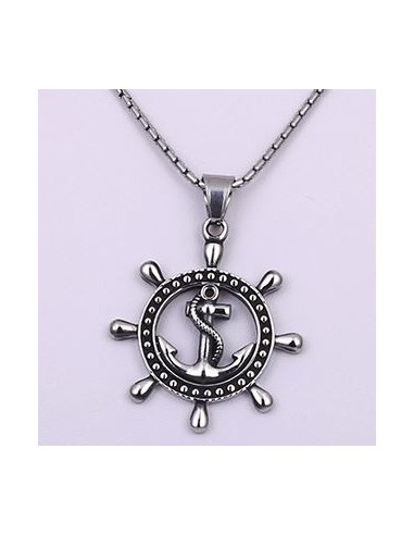 Pendentif Roue Ancre de Bateau Acier 