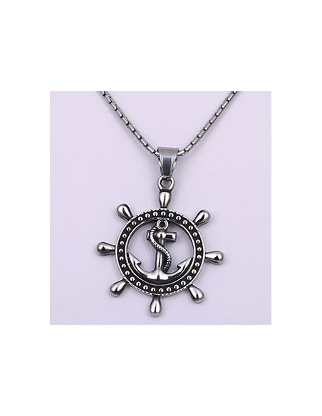 Pendentif Roue Ancre de Bateau Acier 