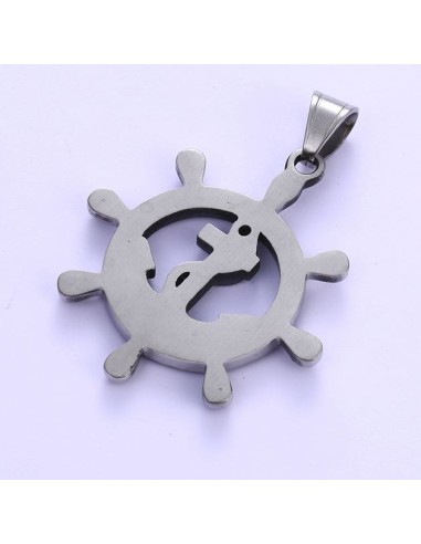 Pendentif Roue Ancre de Bateau Acier 