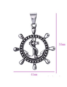 Pendentif Roue Ancre de Bateau Acier  2