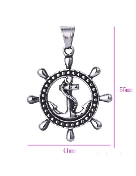 Pendentif Roue Ancre de Bateau Acier 