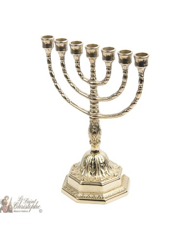 Bougeoir Menorah en cuivre  - 23 cm 