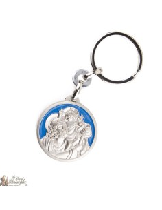 Porte-clés Saint Christophe - métal argenté - bleue 2