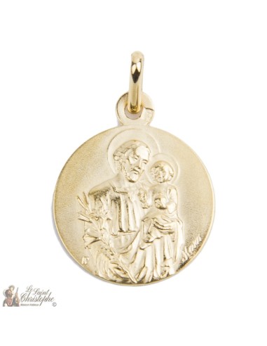 Médaille Saint Joseph plaqué or - 18 mm