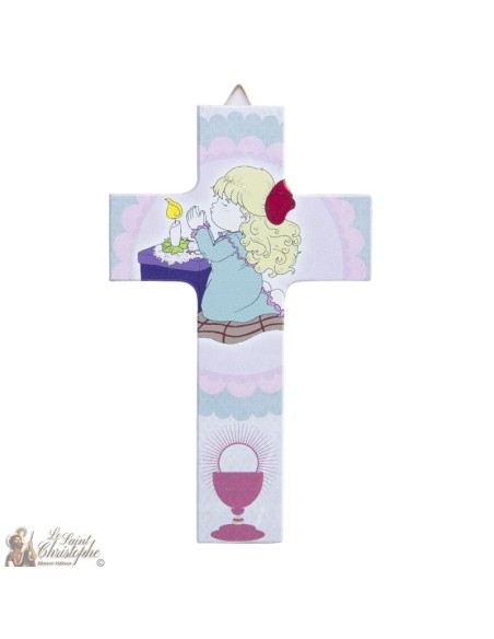 Cruz de madera Rose Angel - 15 cm