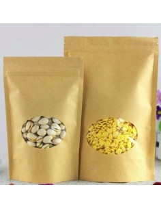 Bolsa kraft con ventana y cierre de cremallera 