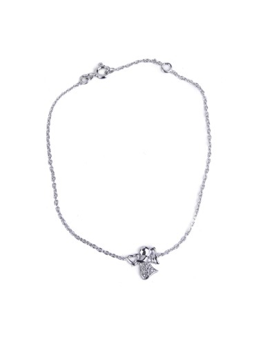 Angel Heart and Rhinestone Bracelet - 925 Silver