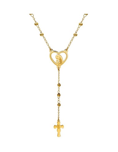 Rosario de acero inoxidable - chapado en oro de 24 K