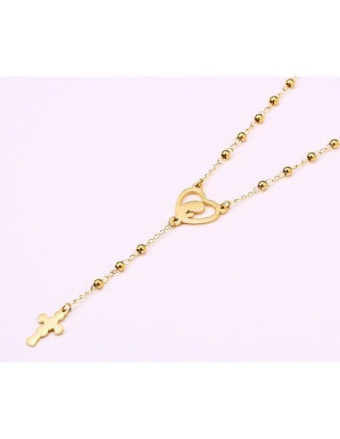 Chapelet acier inoxydable - Plaqué or 24 K