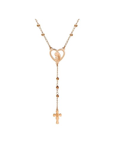 Rosario in acciaio inox - colore oro rosa e oro rosa