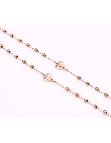 Stainless steel rosary - pink gold color