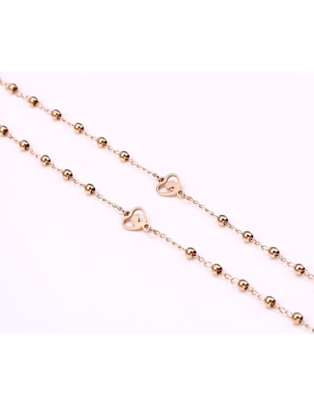 Stainless steel rosary - pink gold color