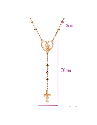 Stainless steel rosary - pink gold color