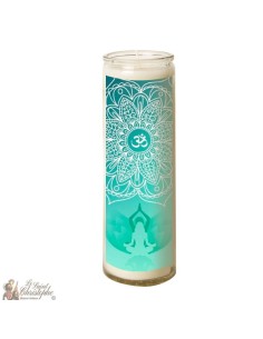 Bougie 7 jours en verre symbole Aum 