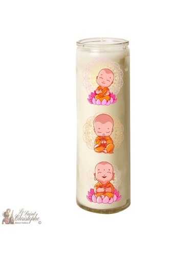 Bougie 7 jours en verre petits bouddhas zen  