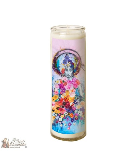 Bougie 7 jours en verre zen fleurs 