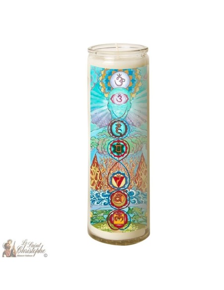 Candela 7 giorni in vetro Chakras 