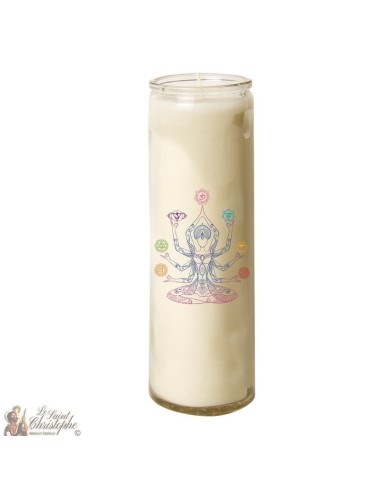 Bougie 7 jours en verre Chakras 