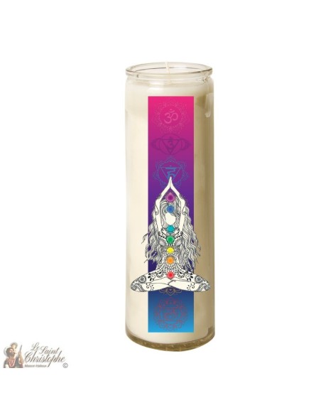 Bougie 7 jours en verre Chakras 
