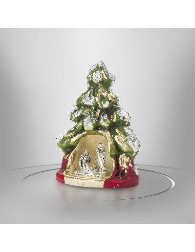 Groen-rode kerststal met vergulding - 7,5 cm