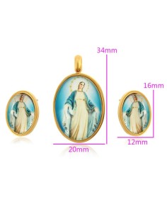 Set hangers en oorbellen Wonderbaarlijke Maagd - 24 k verguld 2