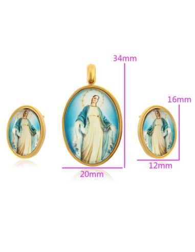 Set hangers en oorbellen Wonderbaarlijke Maagd - 24 k verguld