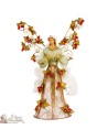 Metal angel with white dress and pearls - 33 cm