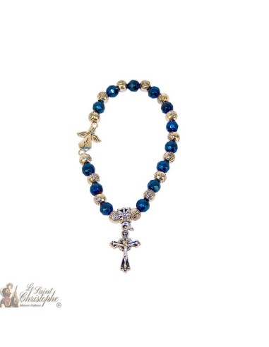 Blaue und silberne Perlen Armband Medjugorje