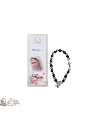 Blue and silver beads bracelet Medjugorje