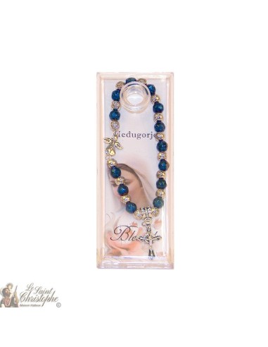 Blue and silver beads bracelet Medjugorje