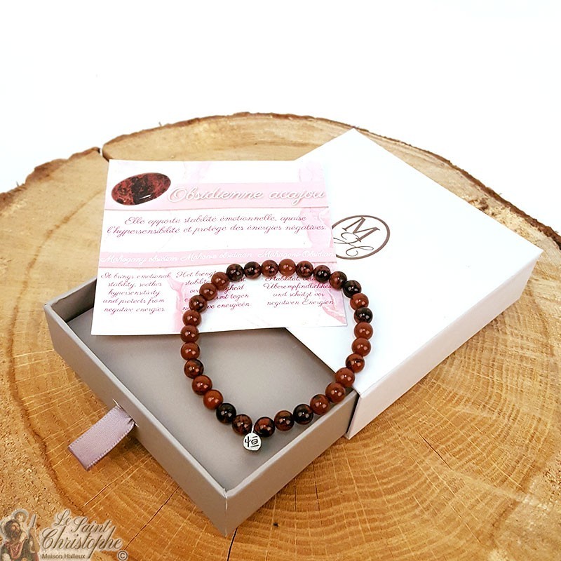 Natuurstenen armband Mahonie obsidiaan