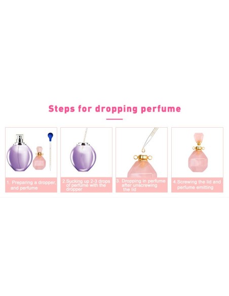 Collana con bottiglia di profumo di quarzo rosa