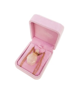 Collier bouteiller de parfum en quartz rose