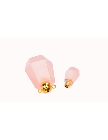 Collana con bottiglia di profumo di quarzo rosa