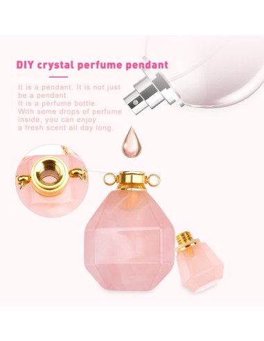 Rose quartz perfume bottle necklace
