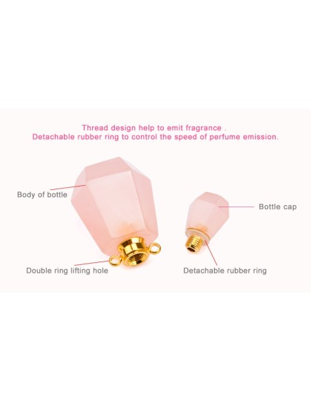 Rozenkwarts parfumflesje ketting