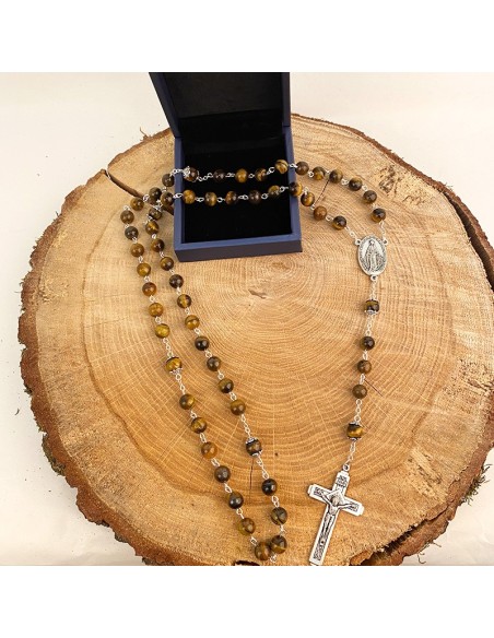 Tigerauge Rosenkranz Perlen aus echten Steinen
