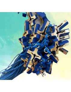 Halskette Schnur mit Holzkreuz - Blau